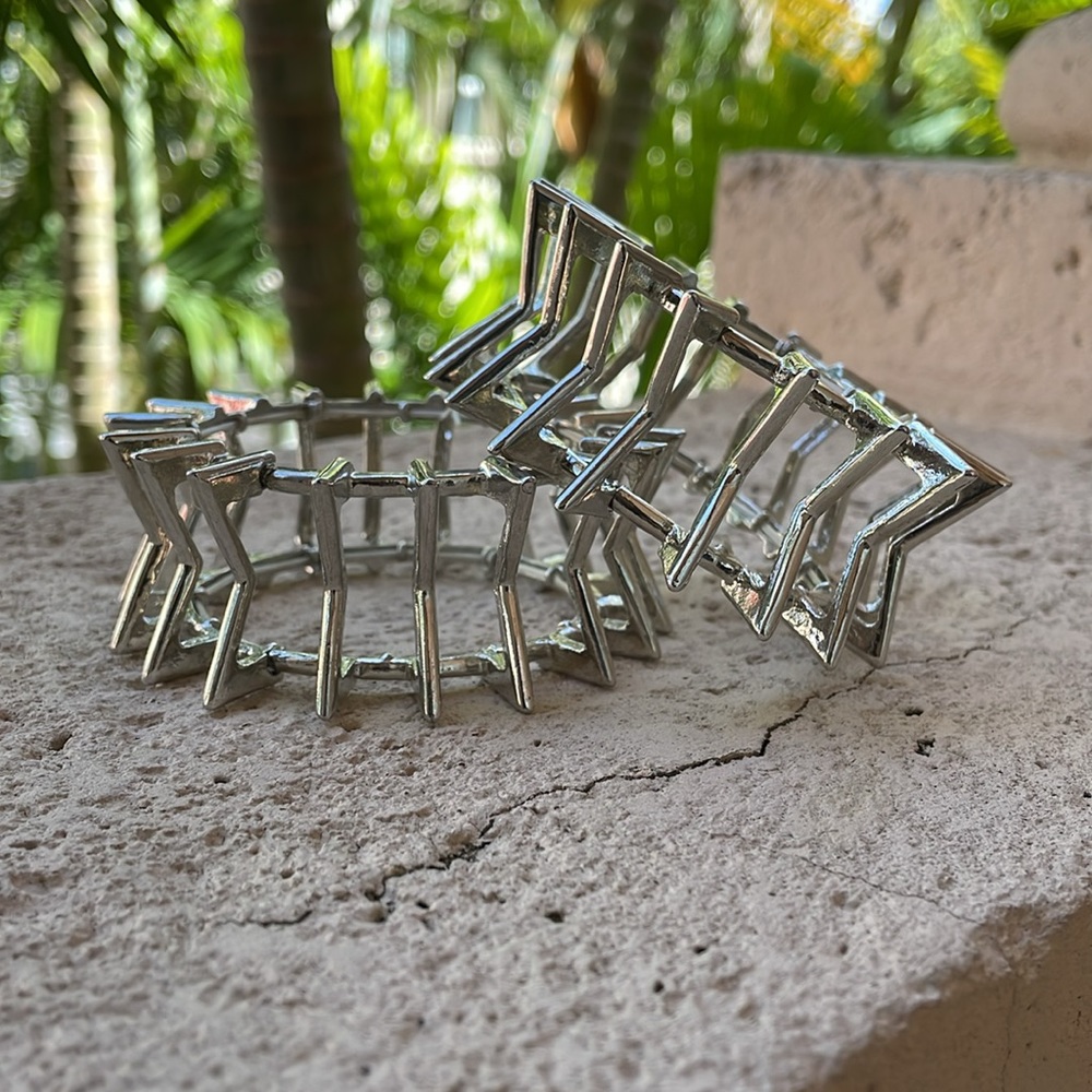 Spiked Silver Stretchy Bracelets - image 3